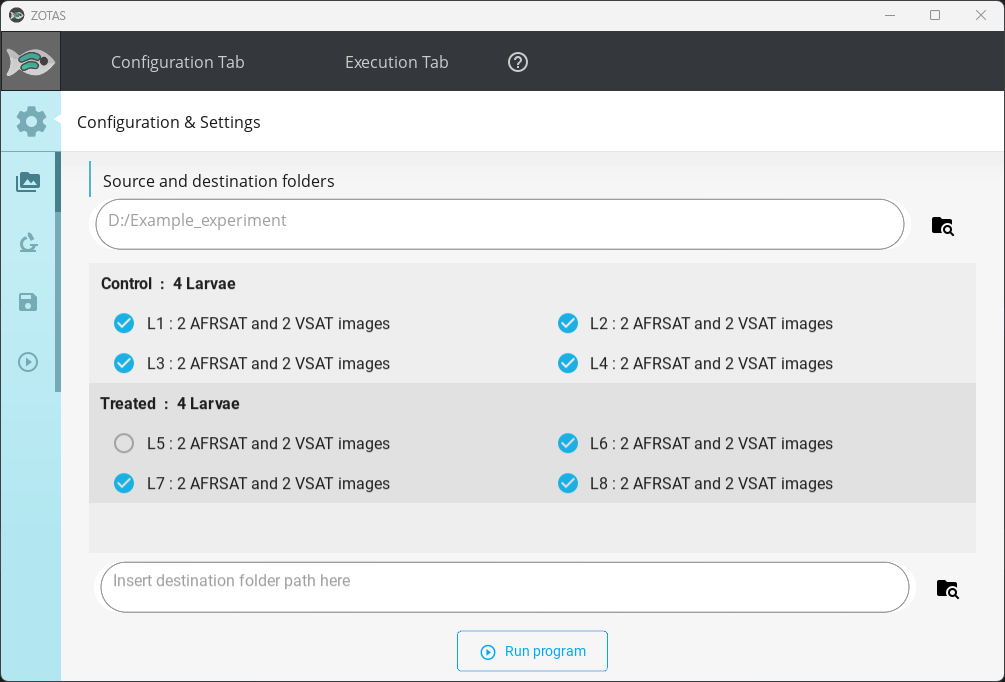 ZOTAS: experiment configuration
